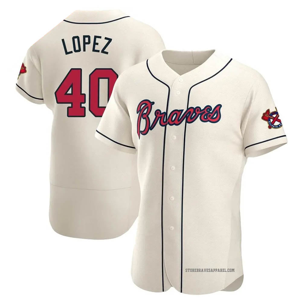 MATTH A.Braves #40 Reynaldo Lopez player Cream Authentic Alternate Stitched Jerseys