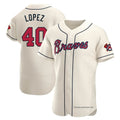 MATTH A.Braves #40 Reynaldo Lopez player Cream Authentic Alternate Stitched Jerseys