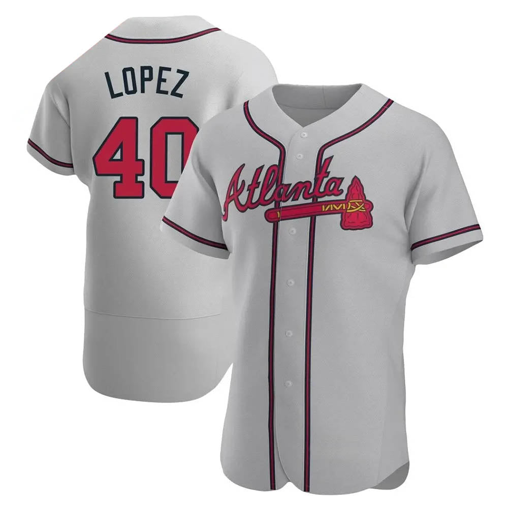 MATTH A.Braves #40 Reynaldo Lopez player Gray Authentic Road Stitched Jerseys
