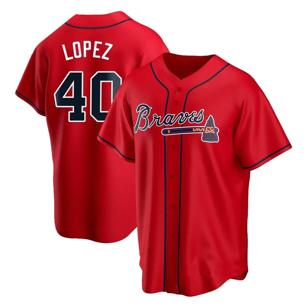 MATTH A.Braves #40 Reynaldo Lopez player Red Replica Alternate Stitched Jerseys
