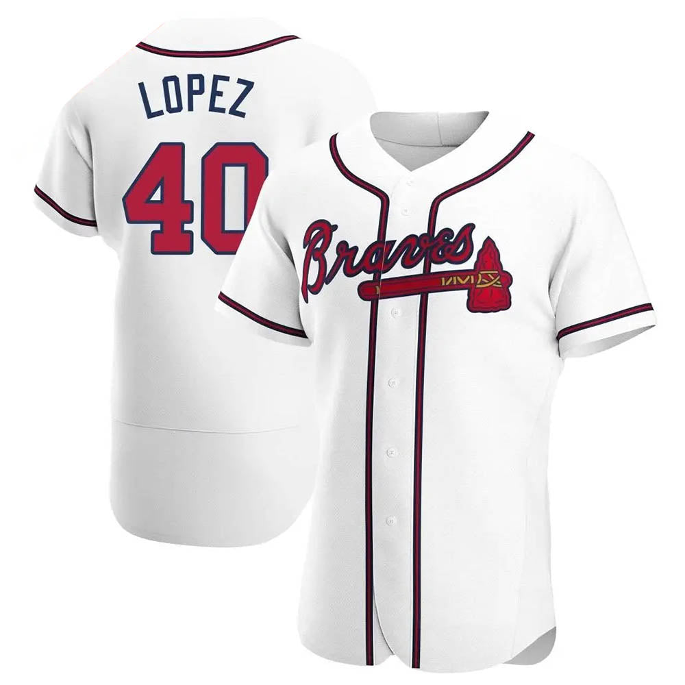 MATTH A.Braves #40 Reynaldo Lopez player White Authentic Home Stitched Jerseys