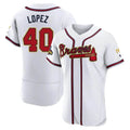 MATTH A.Braves #40 Reynaldo Lopez player White&Gold Authentic Program Stitched Jerseys