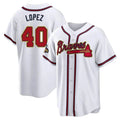MATTH A.Braves #40 Reynaldo Lopez player White&Gold Replica Program Stitched Jerseys