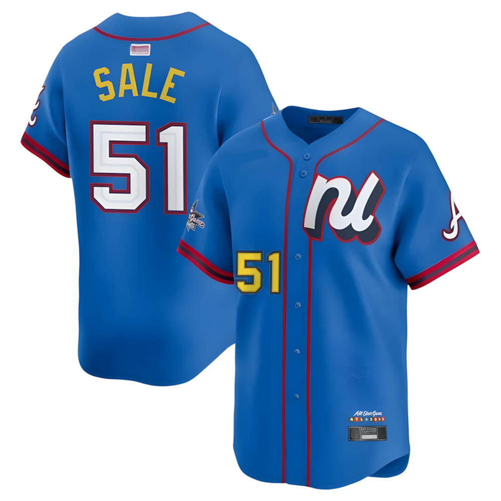 MATTH A.Braves #51 Chris Sale Player Blue National League Limited Stitched Jerseys