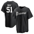 MATTH A.Braves #51 Chris Sale Player White&Black Replica Stitched Jerseys
