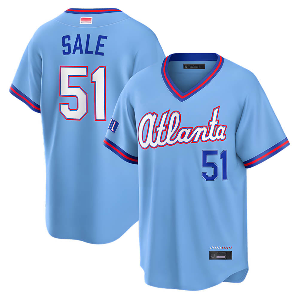 MATTH A.Braves #51 Chris Sale Player Powder Blue 2026 City Connect T shirt Stitched Jerseys