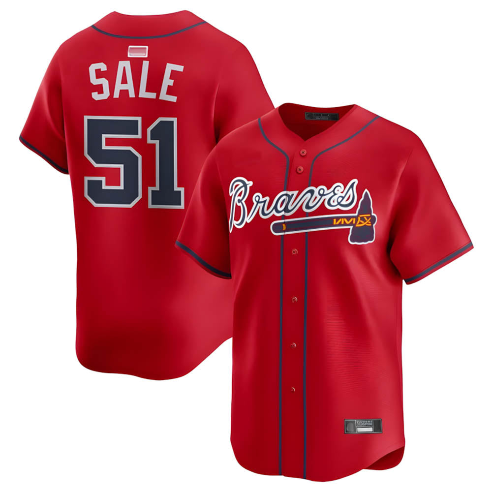 MATTH A.Braves #51 Chris Sale Player Red Alternate Limited Stitched Jerseys