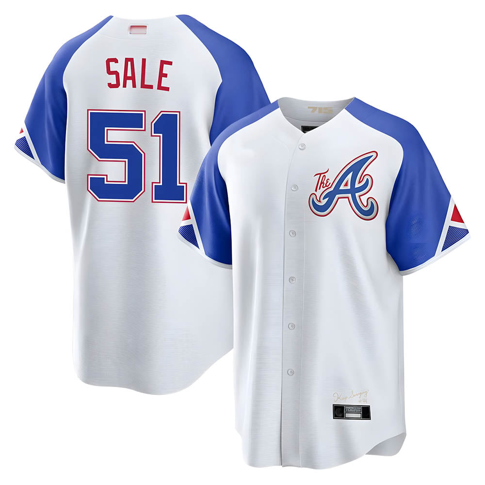 MATTH A.Braves #51 Chris Sale Player White City Connect Limited Stitched Jerseys