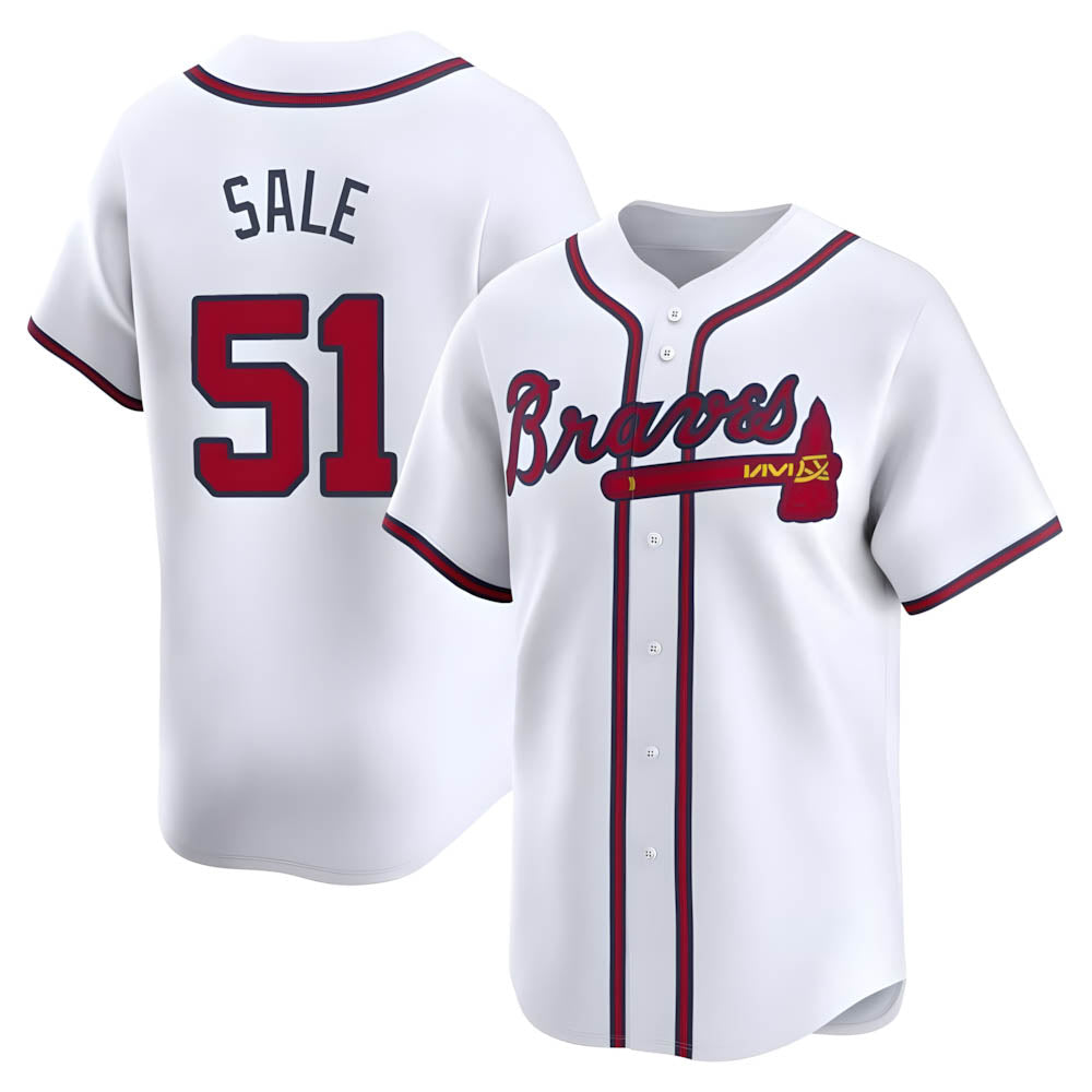 MATTH A.Braves #51 Chris Sale Player White Limited Home Stitched Jerseys