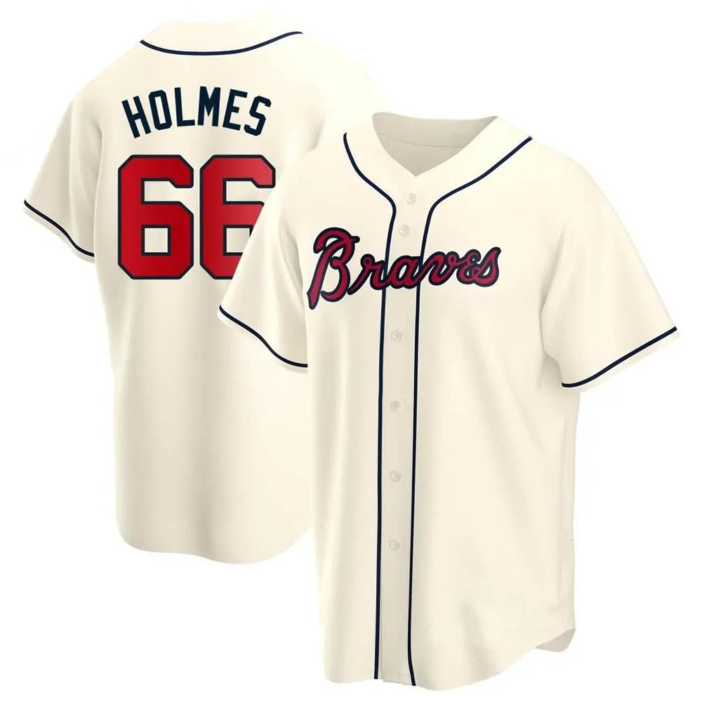 MATTH A.Braves #66 Grant Holmes Player Cream Replica Alternate Stitched Jerseys
