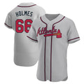 MATTH A.Braves #66 Grant Holmes Player Gray Authentic Road Stitched Jerseys
