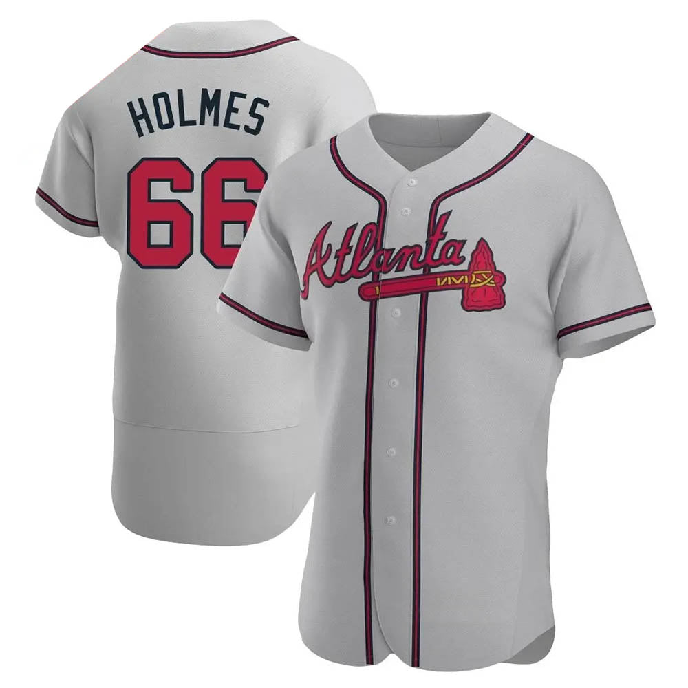 MATTH A.Braves #66 Grant Holmes Player Gray Authentic Road Stitched Jerseys
