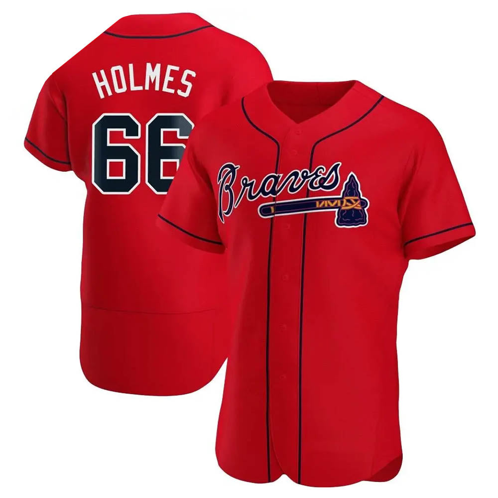 MATTH A.Braves #66 Grant Holmes Player Red Authentic Alternate Stitched Jerseys