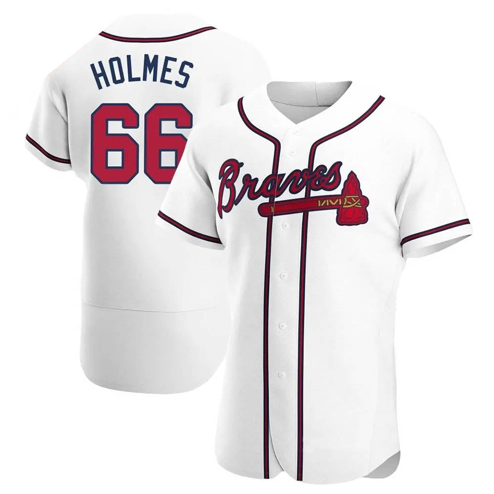 MATTH A.Braves #66 Grant Holmes Player White Authentic Home Stitched Jerseys