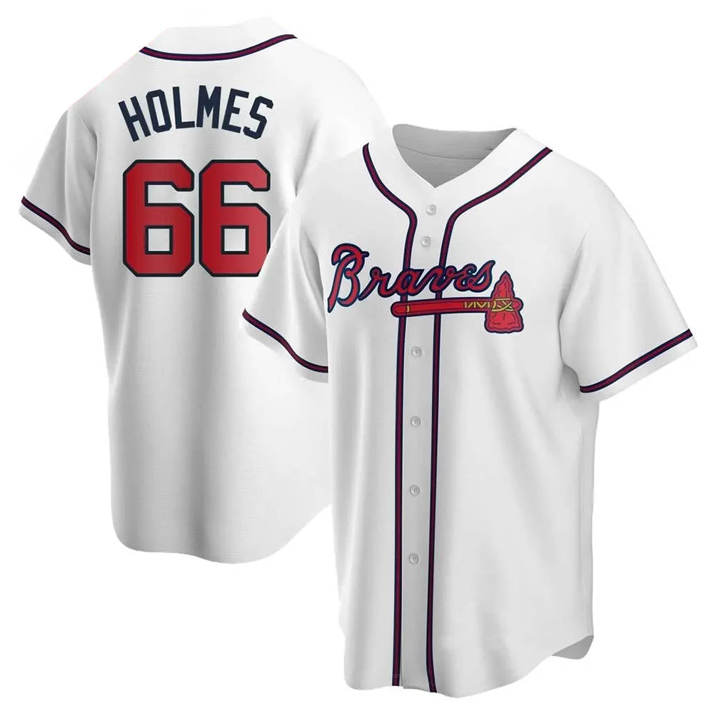 MATTH A.Braves #66 Grant Holmes Player White Replica Home Stitched Jerseys
