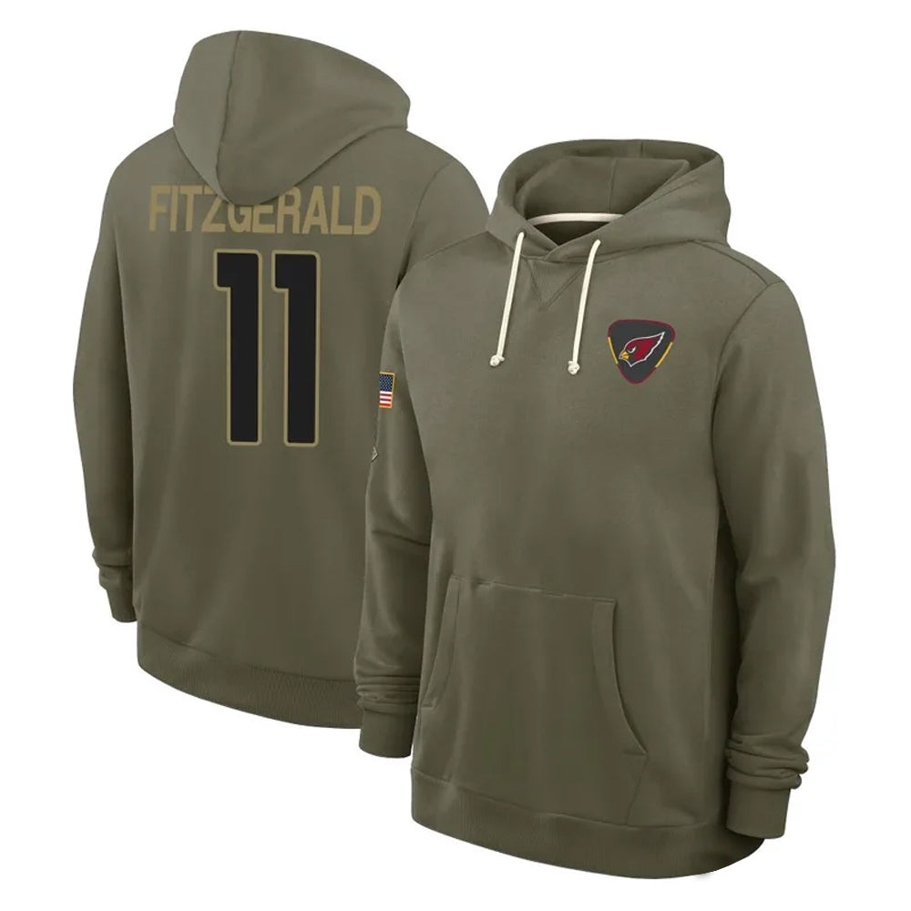 MATTH A.Cardinals #11 Larry Fitzgerald Player Olive Salute to Service Hoodies Stitched Jerseys