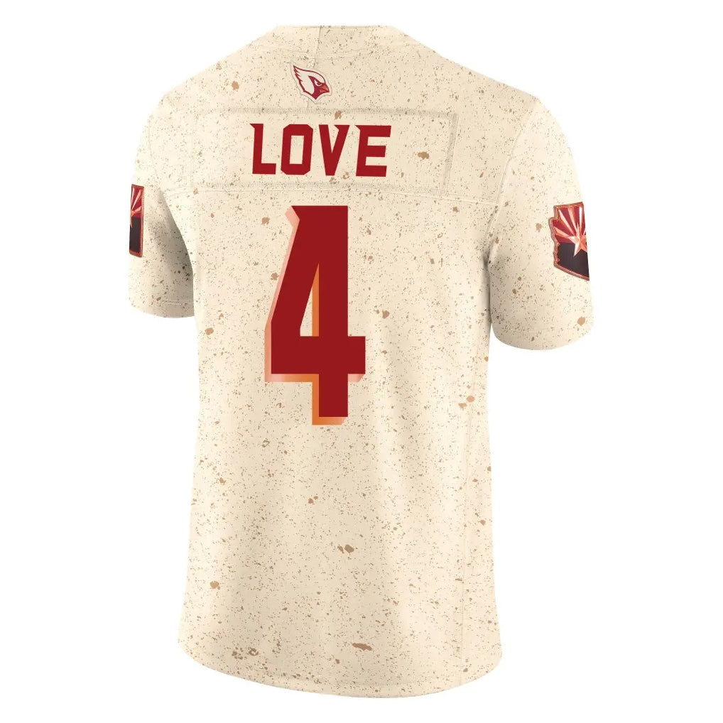 MATTH A.Cardinals #4 Jeremiyah Love Player Cream Rivalries Collection Vapor Limited Home Game Stitched Jerseys