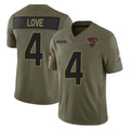 MATTH A.Cardinals #4 Jeremiyah Love Player Olive Salute To Service Limited Game Stitched Jerseys