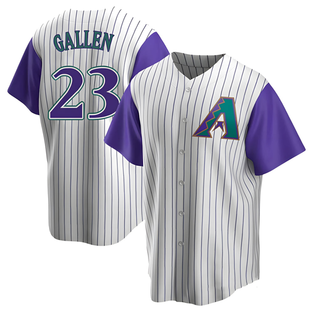 MATTH A.Diamondbacks #23 Zac Gallen Player White-Purple Replica Stitched Jerseys
