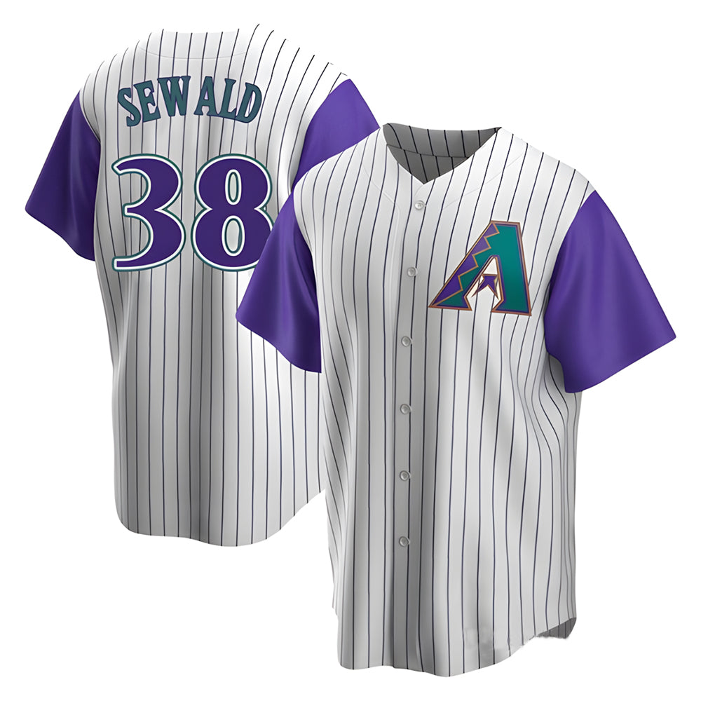 MATTH A.Diamondbacks #38 Paul Sewald Player  Cream Purple Alternate Cooperstown Collection Stitched Jersey
