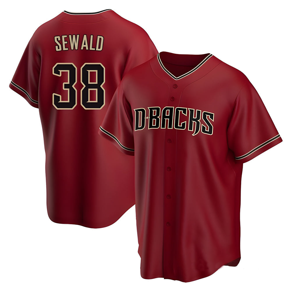 MATTH A.Diamondbacks #38 Paul Sewald Player Red Alternate Replica Stitched Jersey
