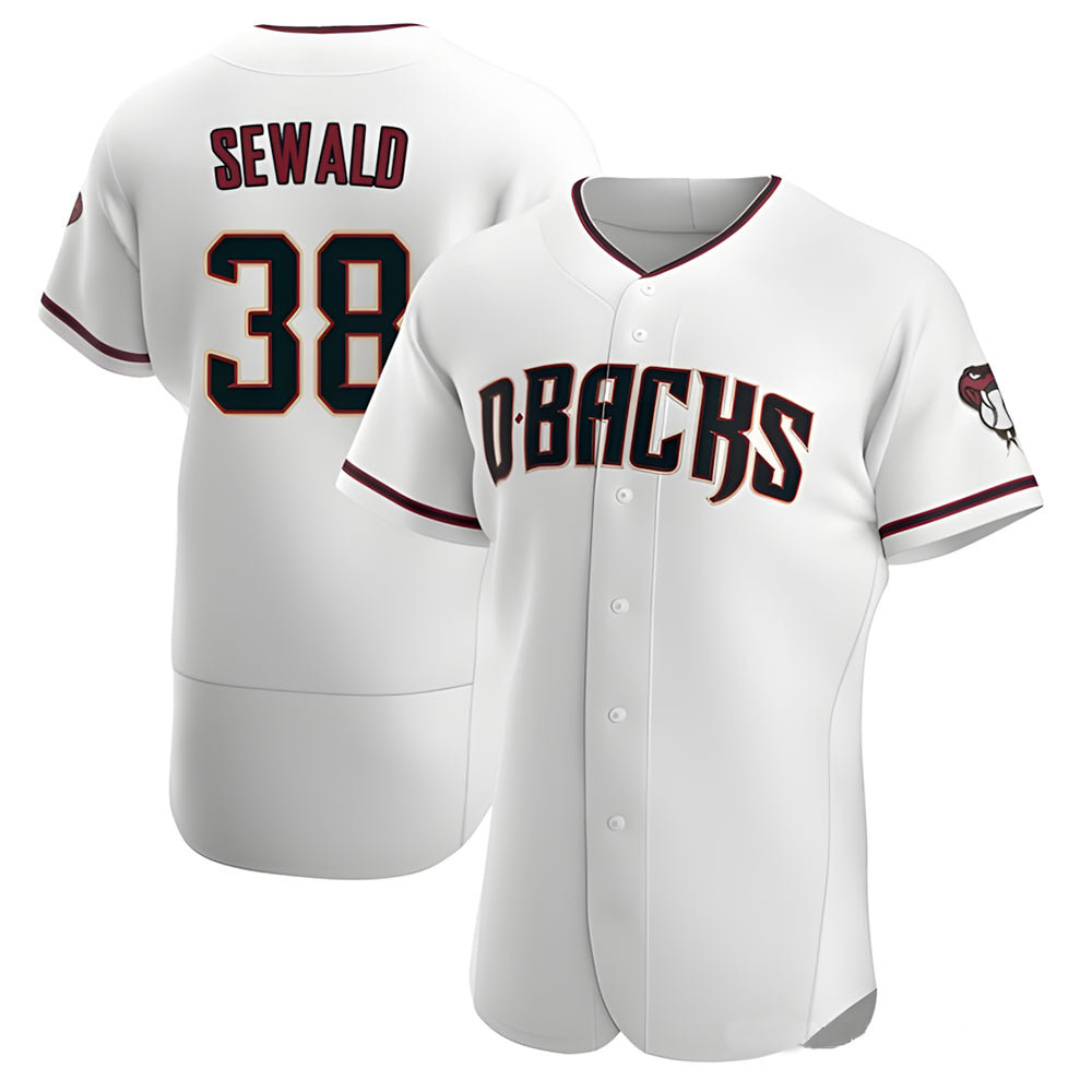 MATTH A.Diamondbacks #38 Paul Sewald Player White Authentic Crimson Home Stitched Jersey