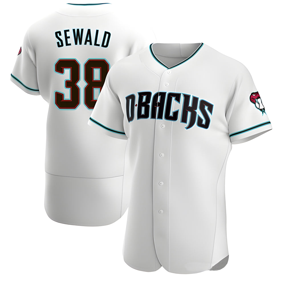 MATTH A.Diamondbacks #38 Paul Sewald Player White Teal Authentic Alternate Stitched Jersey