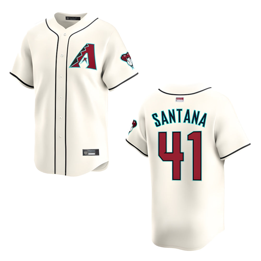 MATTH A.Diamondbacks #41 Carlos Santana Player Cream game time Stitched Jersey