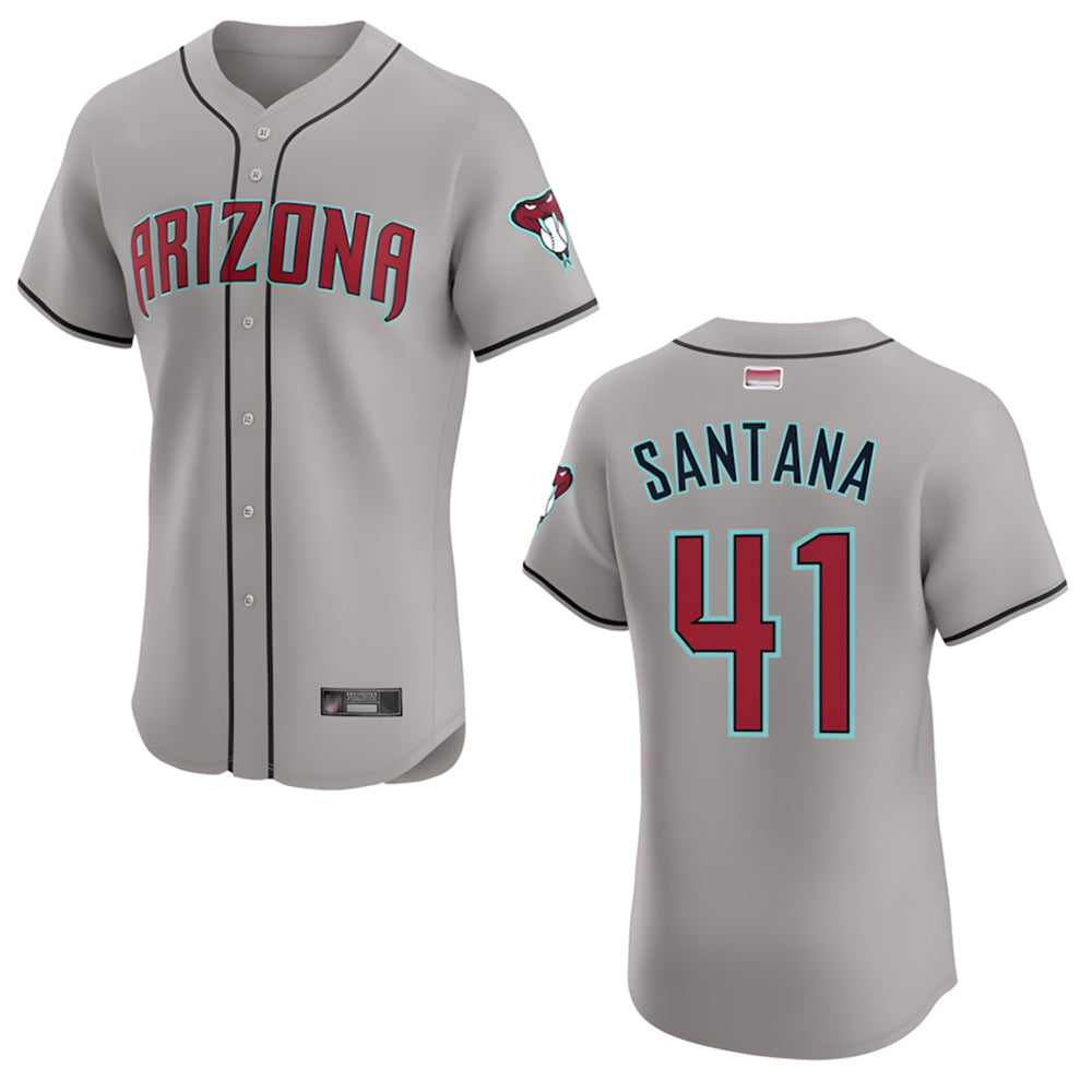 MATTH A.Diamondbacks #41 Carlos Santana Player Gray game time Stitched Jersey