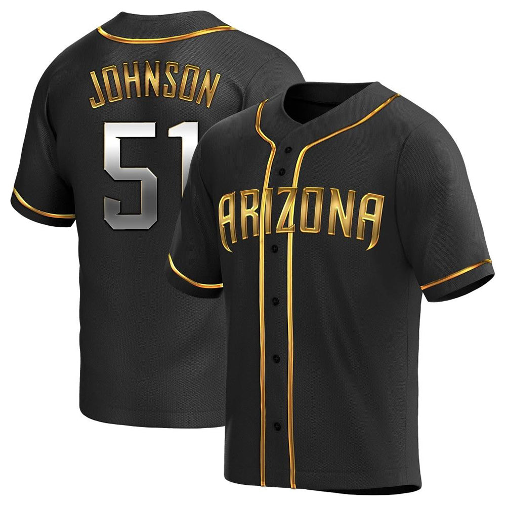 MATTH A.Diamondbacks #51 Randy Johnson Player Black Golden Replica Alternate Stitched Jerseys
