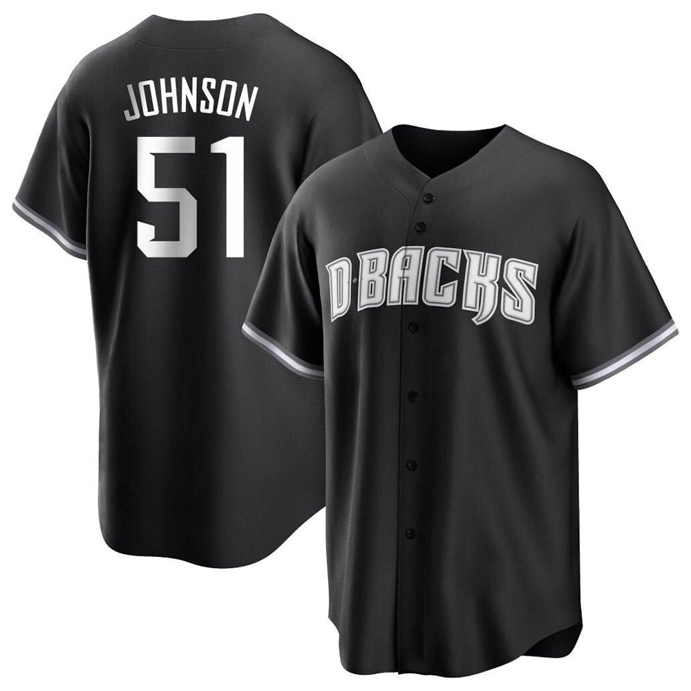 MATTH A.Diamondbacks #51 Randy Johnson Player Black White Replica Alternate Stitched Jerseys