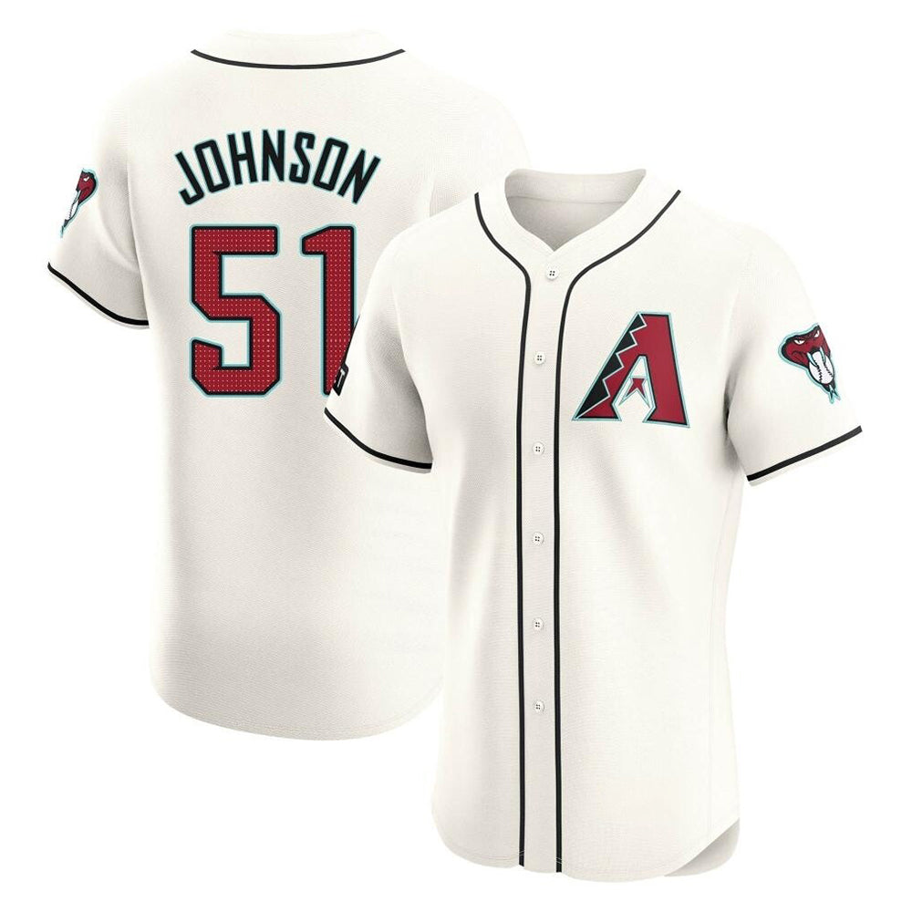 MATTH A.Diamondbacks #51 Randy Johnson Player Cream Elite Home Patch Stitched Jerseys