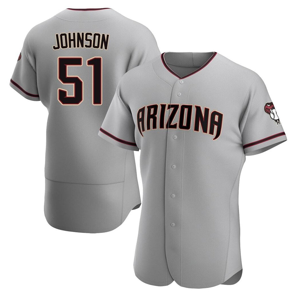 MATTH A.Diamondbacks #51 Randy Johnson Player Gray Authentic Road Stitched Jerseys