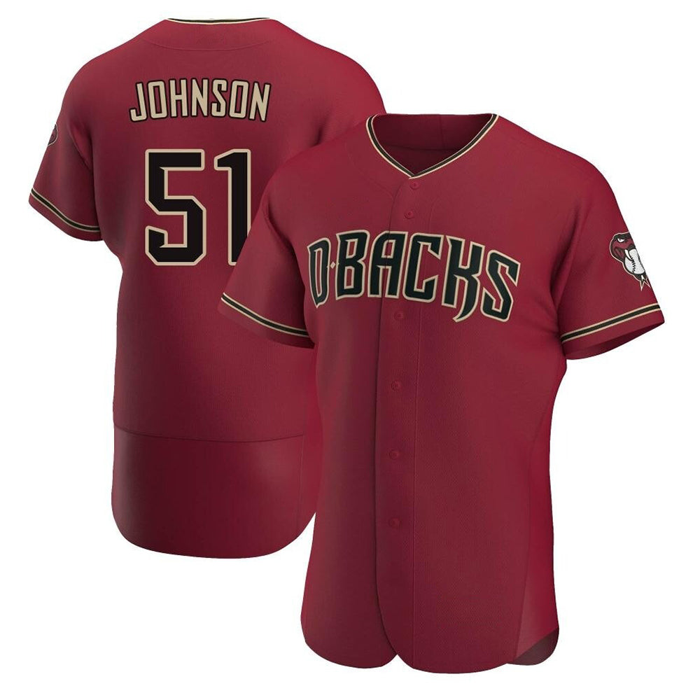 MATTH A.Diamondbacks #51 Randy Johnson Red Authentic Crimson Alternate Stitched Jerseys