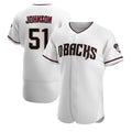 MATTH A.Diamondbacks #51 Randy Johnson White Authentic Crimson Home Stitched Jerseys