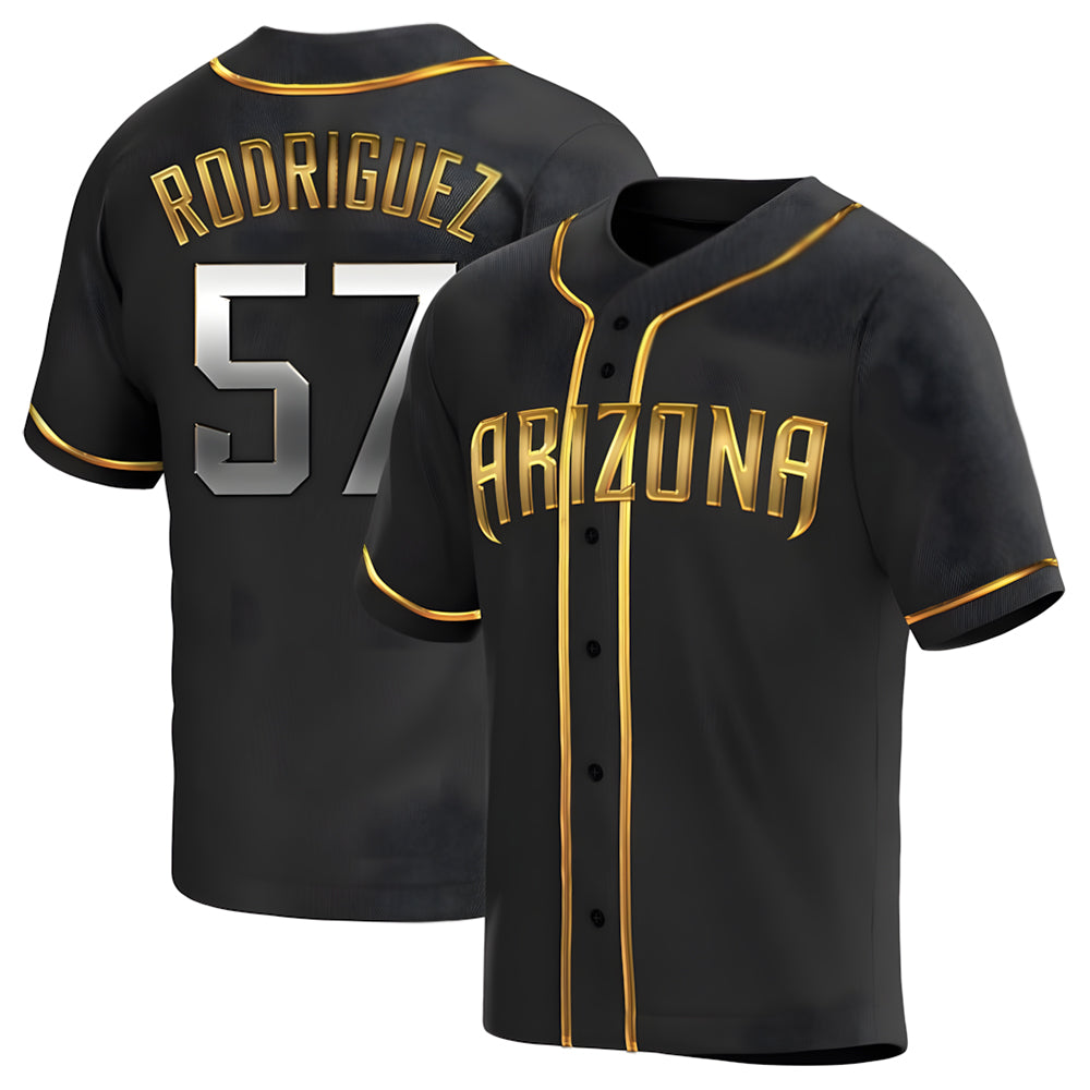 MATTH A.Diamondbacks #57 Eduardo Rodriguez Player Black Golden Replica Alternate Stitched Jersey
