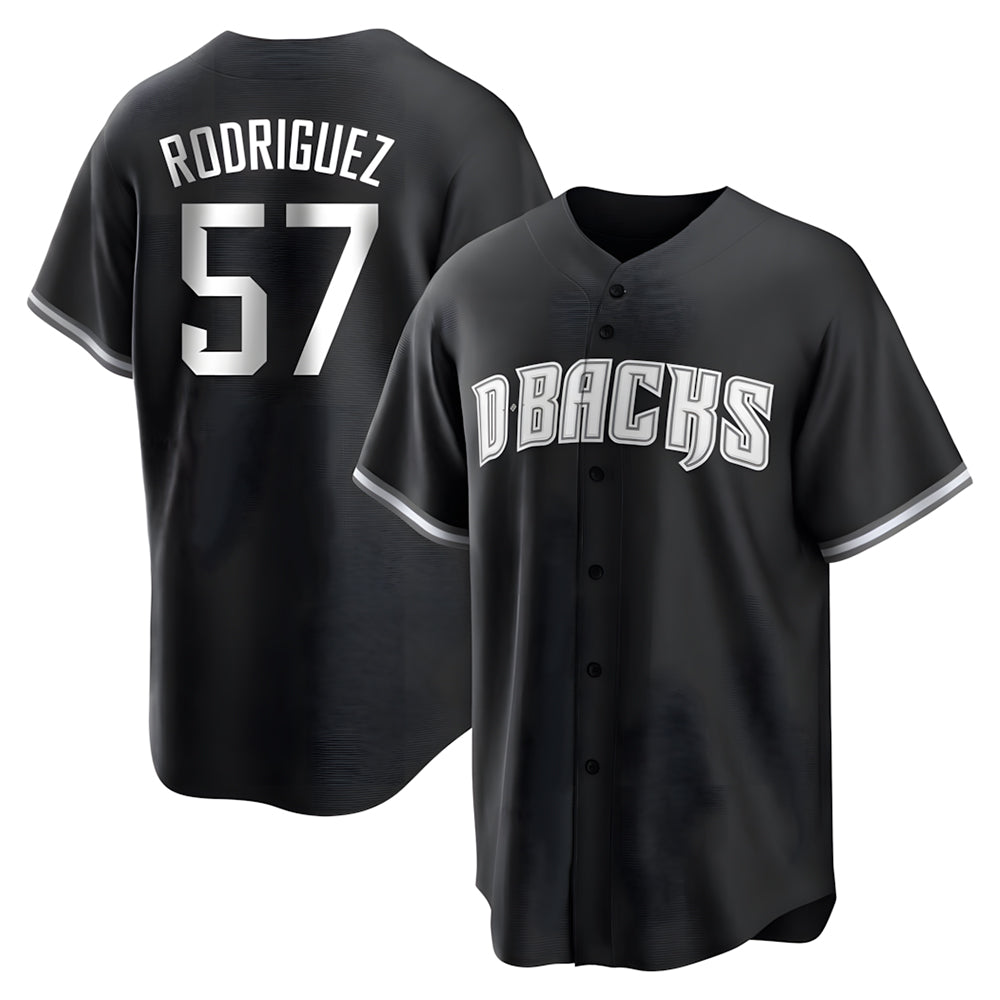 MATTH A.Diamondbacks #57 Eduardo Rodriguez Player Black White Replica Alternate Stitched Jersey