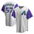 MATTH A.Diamondbacks #57 Eduardo Rodriguez Player  Cream Purple Replica Alternate Cooperstown Collection Stitched Jersey