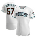 MATTH A.Diamondbacks #57 Eduardo Rodriguez Player White Teal Alternate Stitched Jersey