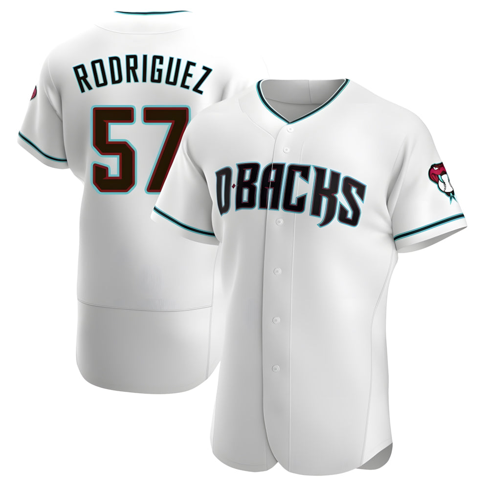 MATTH A.Diamondbacks #57 Eduardo Rodriguez Player White Teal Alternate Stitched Jersey