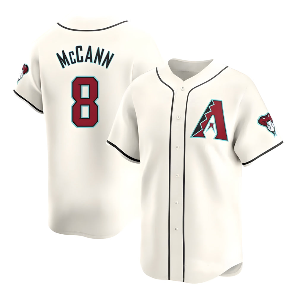 MATTH A.Diamondbacks #8 James McCann Player White Red Limited Home Stitched Jersey