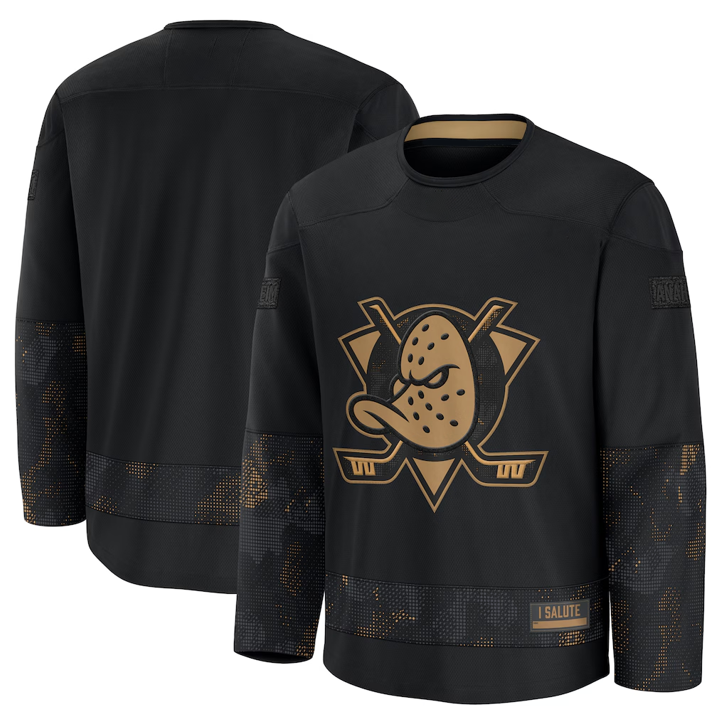 MATTH A.Ducks Black 2024 Military Appreciation Practice Jerseys