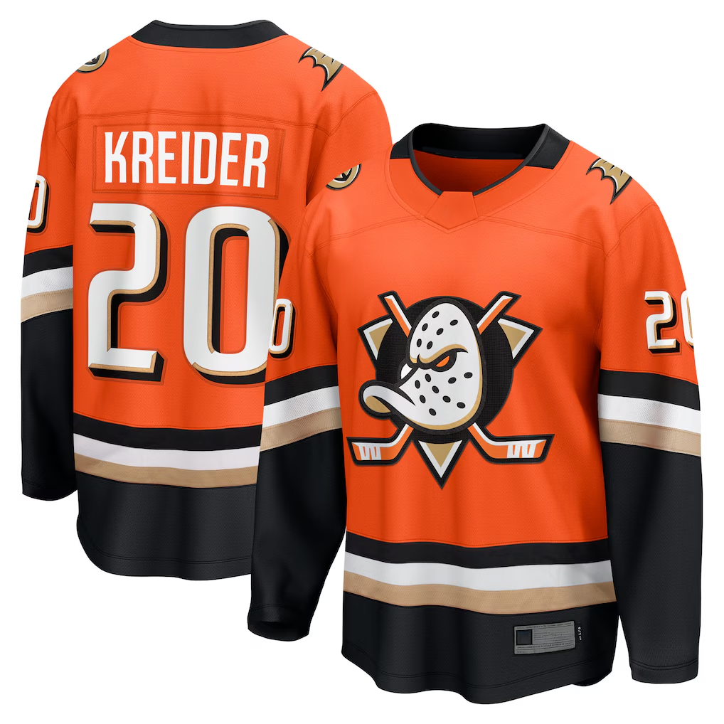 MATTH A.Ducks #20 Chris Kreider Orange Home Breakaway Jerseys