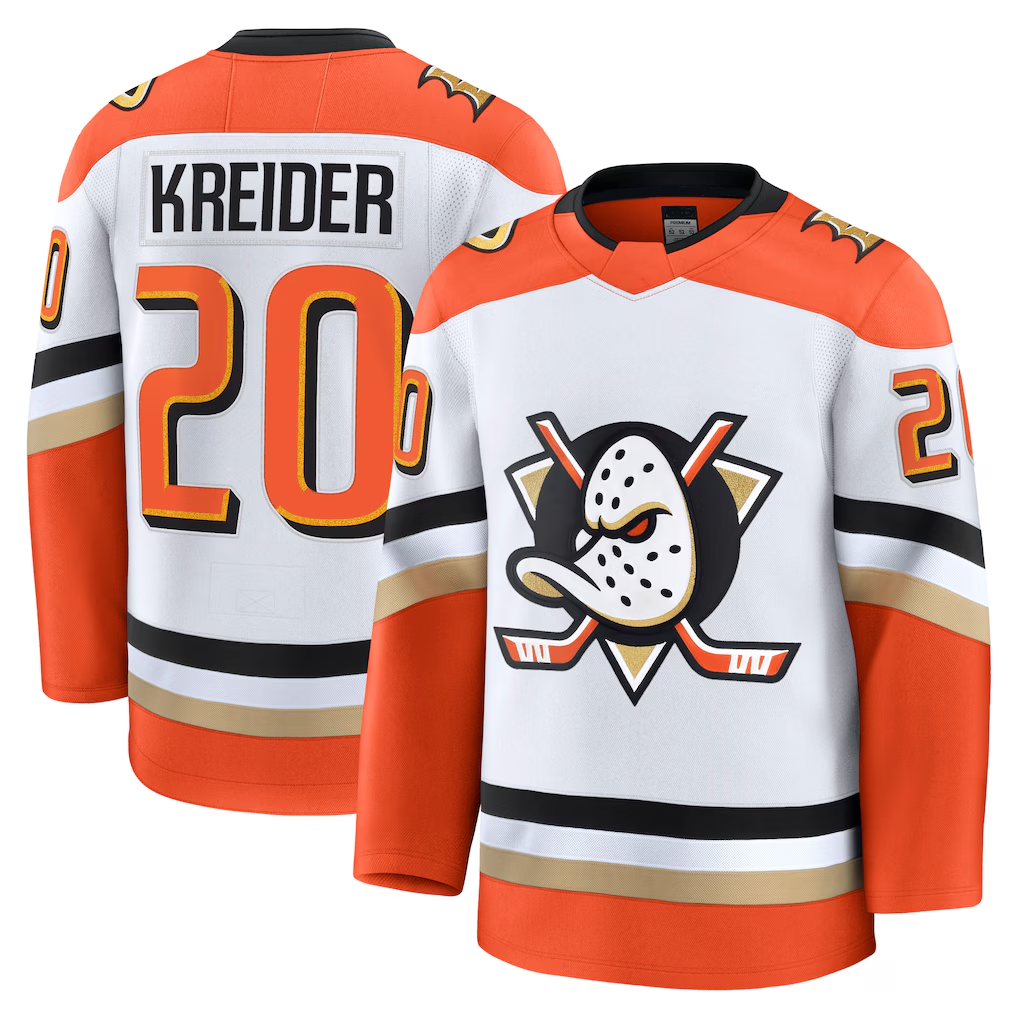 MATTH A.Ducks #20 Chris Kreider White Away Premium Jerseys
