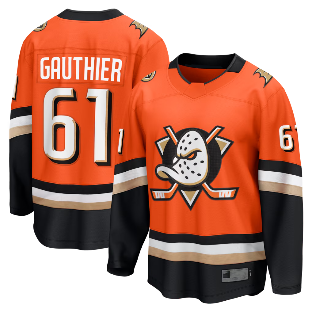MATTH A.Ducks #61 Cutter Gauthier Orange Home Breakaway Jerseys