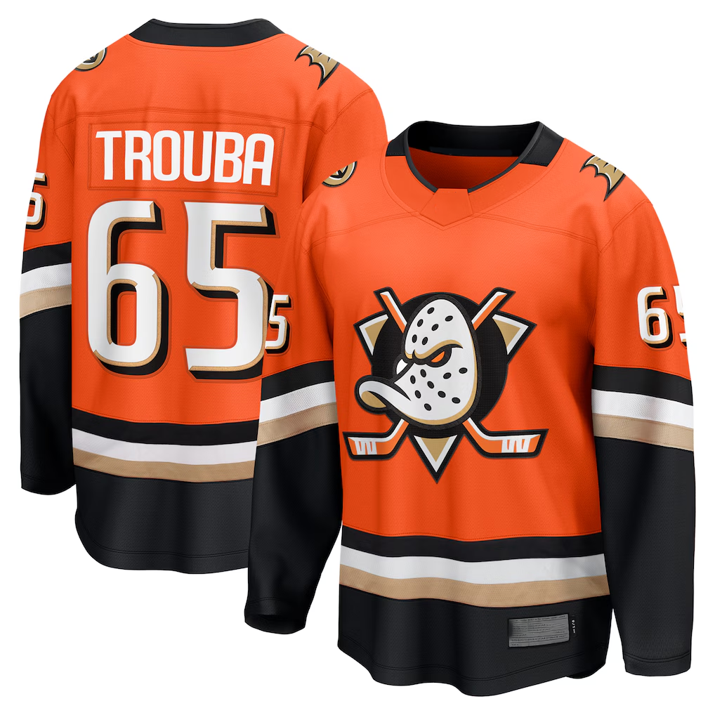 MATTH A.Ducks #65 Jacob Trouba Orange Home Breakaway Player Jerseys