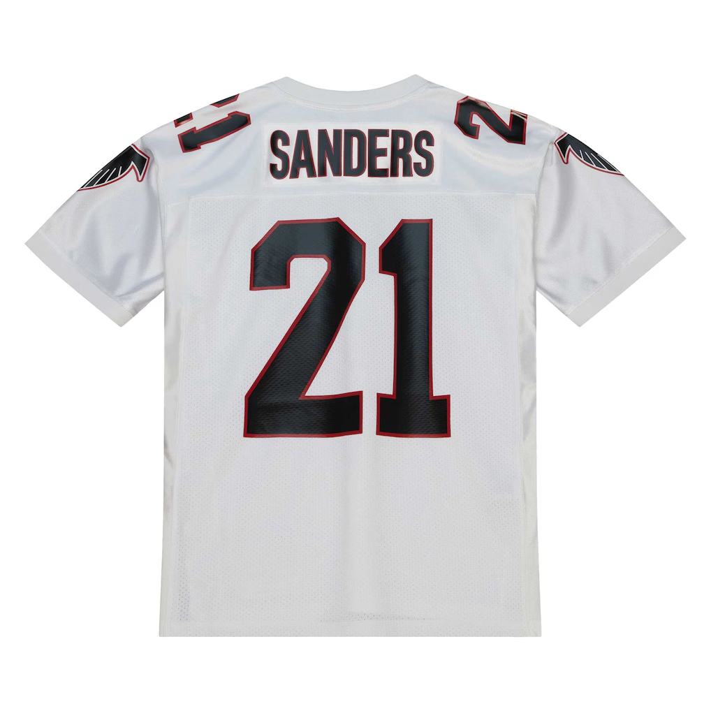 MATTH A.Falcons 1991 #21 Deion Sanders Mitchell & Ness White Authentic Throwback Retired Player Stitched Puhic Jersey