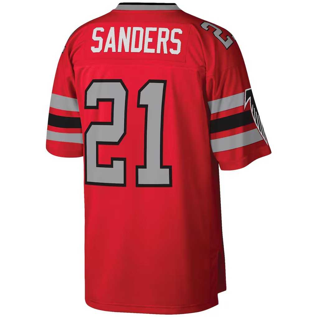 MATTH A.Falcons #21 Deion Sanders Mitchell & Ness Red Legacy Replica Jersey