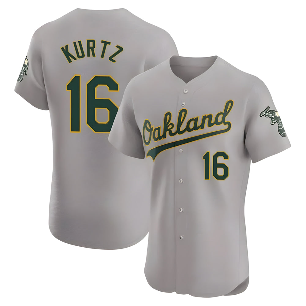 MATTH Athletics #16 Nick Kurtz Player Gray Elite Road Stitched Jerseys