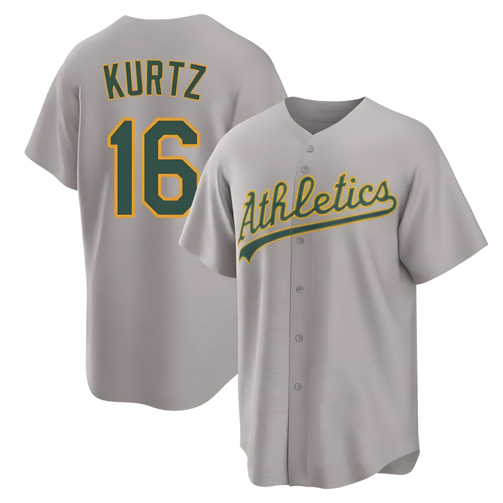 MATTH Athletics #16 Nick Kurtz Player Gray Home Game Stitched Jerseys
